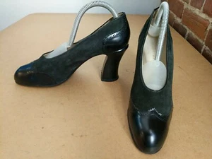 Michel Perry Black Suede & Leather Classic Pump 40 EUR 9 US ITALY - Picture 1 of 8