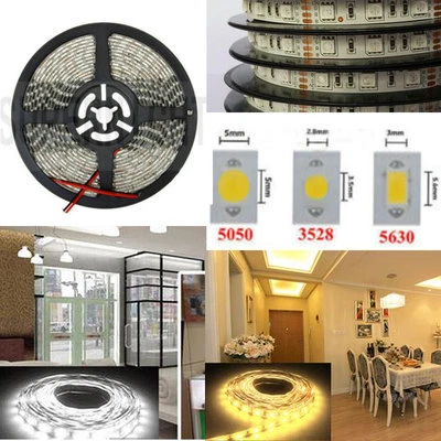 5M 5050/ 3528/ 5630 SMD 300/ 600 Leds Cool/Warm White LED Strip Light Waterproof - Image 1 of 4