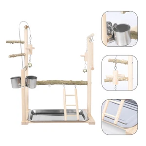 Bird Playground with Chewing Toy with Feeder Wooden Parrot Stand for Budgies - Picture 1 of 12
