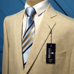 Stafford Signature Sport Coat 50R Tan Linen Blend Classic Fit 2 Button Blazer - Picture 1 of 17