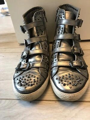 Sneakers Donna ASH Originali in Pelle Argento con borchie 39 - Immagine 1 di 2
