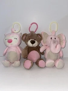 KellyToy KellyBaby 2018 Stroller Cip On Rattle Lot Of 3 Stuffed Animal Plush - Picture 1 of 8