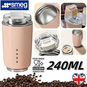 240ml Smeg Coffee Mug Stainless Steel Travel Water Bottle Insulated Cup UK Stock - Picture 1 of 10