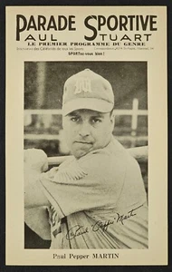1943-48 PAUL PEPPER MARTIN TROIS-RIVIERES RENARDS PARADE SPORTIVE BASEBALL PHOTO - Picture 1 of 2