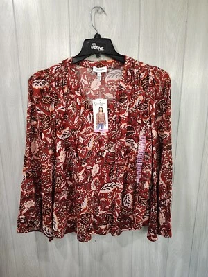 Женская блузка с v-образным вырезом Jessica Simpson с длинным рукавом размер S новая с ценниками деловая повседневная  - Изображение 1 из 4