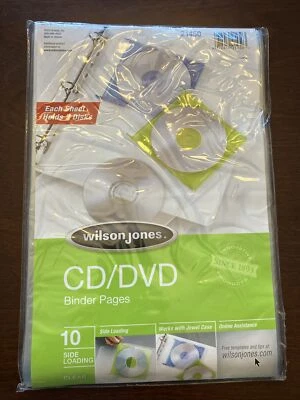 CD/DVD Binder Pages Wilson Jones 10 Side Loading Clear Sheets 21450 NEW - Image 1 of 2