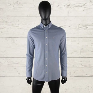 GANT PREP TECH PIQUE SLIM FIT Men's Blue Cotton Blend Button Down Shirt L 16 41 - Picture 1 of 23