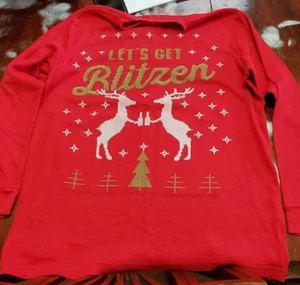 25. Dezember LET'S GET BLITZEN Weihnachtspullover - Größe XL - rot - Bild 1 von 4