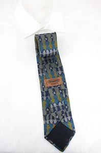 Missoni Krawatte Herren Einheitsgröße 100% Seide Klassisch Spitz Blau Muster - Picture 1 of 6