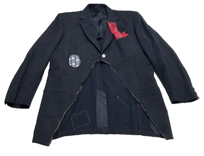 Vintage Modified Mens Jacket Blazer Pinstripes Patches Punk Rock Rockabilly - Image 1 of 4