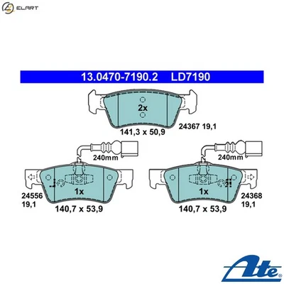 BRAKE PAD SET DISC BRAKE 13.0470-7190.2 FOR VW BPE/BAC/BPD/BLK 2.5L 5cyl TOUAREG - Image 1 of 4