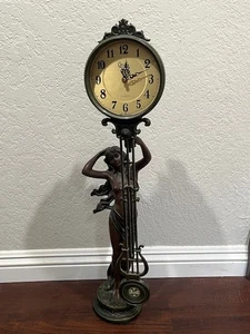 Reloj Péndulo Crosa Diosa del Tiempo Bronceado Resina Pesada Escultura - Imagen 1 de 7