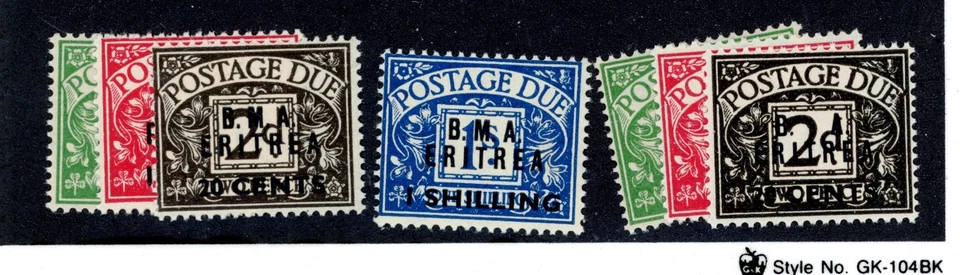 БРИТАНСКИЕ ОФИСЫ В ЭРИТРЕЕ--короткий набор почтовых марок Скотт #J1-#J3, #J6- - Изображение 1 из 1