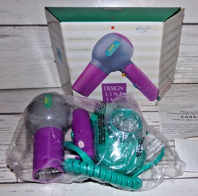Secador de pelo plegable vintage Conair RD2 Design Line 1600 (púrpura) - NUEVO/CAJA ABIERTA Foto 1 de 4