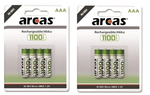 2 x 4 Pilas Recargables AAA HR03 Mignon 1.2V 1100mAh – Ni-mh – Blister Original - Imagen 1 de 1
