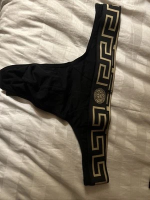 Versace Greca Iconic Thong Underwear Black Men’s Size 8 - Image 1 of 4
