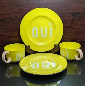 Juego de 2 tazas dúplex Oui francés amarillo Clare V x Anthropologie - Imagen 1 de 15