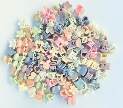 100pcs Mini Hair Clips – Cute Pastel Hearts, Flowers & Bunnies 💕✨ - Image 1 of 4
