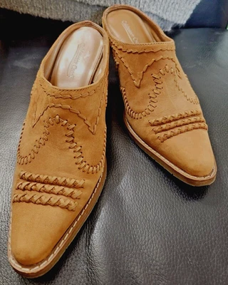 COLDWATER CREEK Western Ankle Booties 6M Camel Genuine Leather Boots Mules - Image 1 of 4