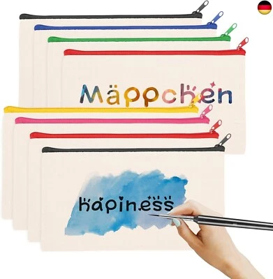 BESUCHE DEN YOOSSO- 8 Stück DIY Blanko Stoffbeutel, Stoffbeutel zum Bemalen Federmäppchen Reise K