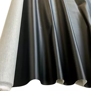 Tela de cuero sintético de grano liso negra tapicería ignífugo ignífugo - Imagen 1 de 5