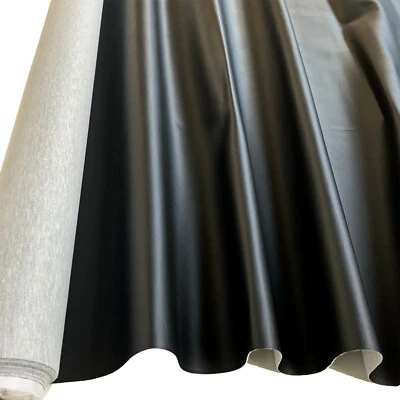 Black Smooth Grain Leatherette Fabric Faux Leather Upholstery Fire Retardant