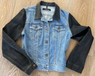 J Brand BOWIE Color Block Denim Button Up Jean Jacket Black Blue - Medium - Image 1 of 4