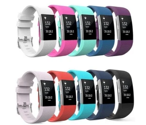 Fitbit Charge 2 Replacement Strap - Silicone Band with Metal Buckle, 2 Sizes - Picture 1 of 22