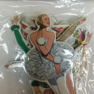 Vintage 1995 Tom Tierney Christmas DieCut Ice Skaters Hanging Ornament Shackman! - Picture 1 of 9