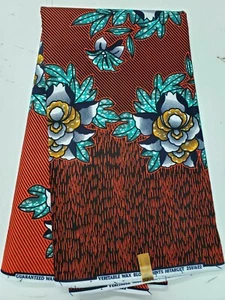 Attractive Floral Design African Ankara Wax Print, 100% Cotton, Sell by 6 Yards - Picture 1 of 3