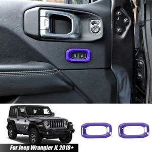 Purple Interior Door Lock Button Frame Trim Cover for Jeep Wrangler JL JT 2018+ - Picture 1 of 8