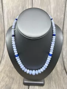 Jay King Mine Finds Blue Lace Agate & Lapis Lazuli Necklace .925 18-1/4-21" NIB - Picture 1 of 8