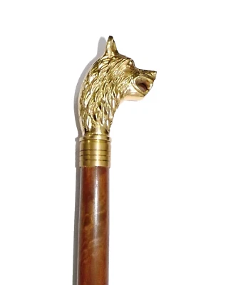 Walking Cane Brass Stick Handle Wooden Vintage Designer Antique Victorian Style - Image 1 of 4