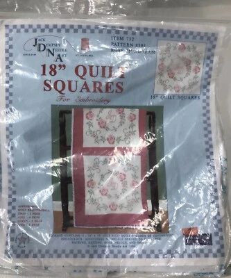 Jack Dempsey Rosa Monograma 393 Edredón Cuadrados 18" Paquete de 6 * NUEVO Foto 1 de 4