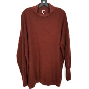 Free People Women Ottoman Oversize 100% Cashmere Sweater Sz L Brown Turtleneck - Picture 1 of 11