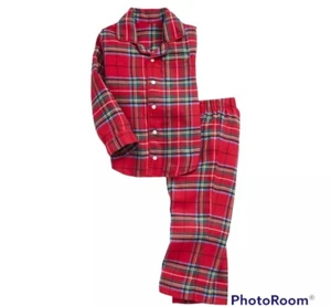 New Gap Kids Flannel Red Plaid Tartan Holiday Pajama Top & Bottom Set Christmas - Picture 1 of 4