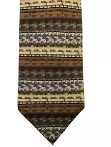 Tie Men's 4" MW Designer Executive Business 100% Silk Handmade browns & gold 4" - Picture 1 of 3