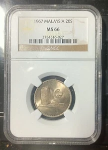 MALAYSIA  1967 20 CENT COIN NGC  MS66. - Picture 1 of 4