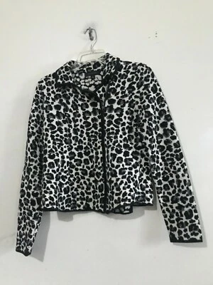 Cárdigan Suéter Ann Taylor Lana Talla S Estampado Animal Motociclistas Negro Crema Mujeres Foto 1 de 4