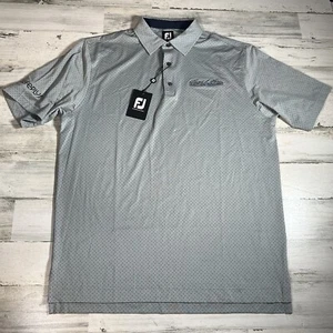 FootJoy Men’s Stretch Lisle Dot Print Heather Gray Golf Polo Shirt Size Large - Picture 1 of 9