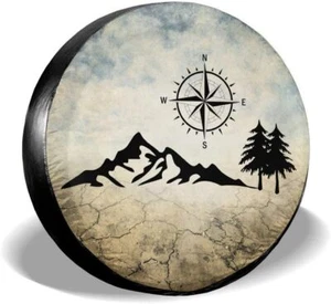 Nature Mountain Compass Spare Tire Cover Wheel Protectors Weatherproof Universal - Picture 1 of 3