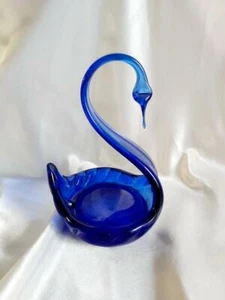 Soviet Vintage Figurine Cobalt Swan Blue Ussr Original Decor Sculptures Art Rare - Picture 1 of 6