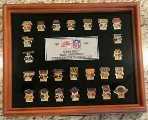 Vintage NFL Super Bowl Starline Collectors Pin Custom Framed Set, 1st 25 Years