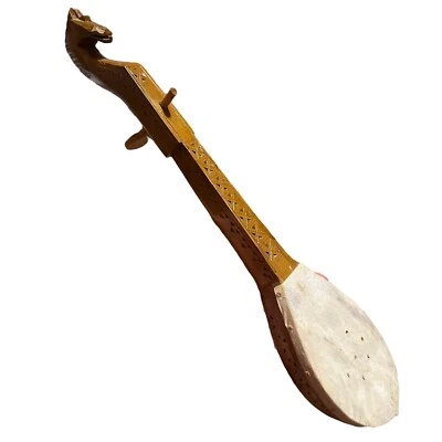 Vintage Hand Carved Gusle Instrument Horse Head - Image 1 of 4