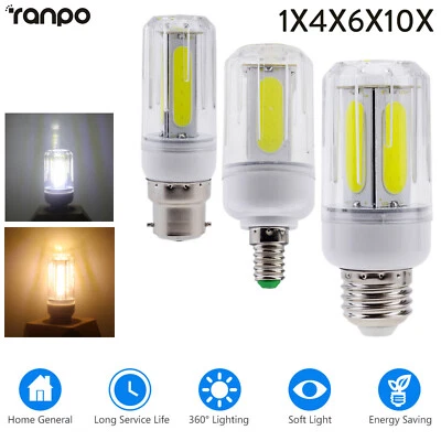 1X 10X E27 E14 B22 16W 12W LED COB Corn Light Bulbs White Bright Lamp 85-265V - Image 1 of 4
