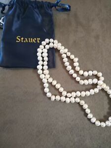 STAUER PEARL- MITSUKO ORGANIC CULTURED PEARLS NECKLACE-NEW IN STAUER POUCH GIFT 