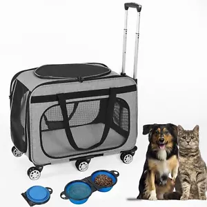 XL Cat & Small Dog Carrier up to 40 lbs 360° Rotation Wheels Extra Ventilation - Picture 1 of 8