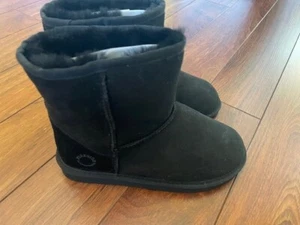 Fireside dearfoams Rosebery Genuine Shearling Foldover Boot Slipper SZ 9 Black - Picture 1 of 2