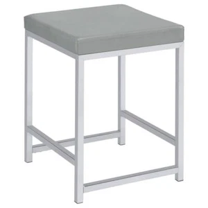 Coaster Makeup Vanity Stool 19"x14.75" Backless MetalFrame Gray Leatherette Seat - Picture 1 of 5