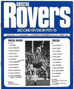 BRISTOL ROVERS v CHELSEA 29th NOVEMBER 1975. (FREEPOST IN THE UK). - Picture 1 of 1